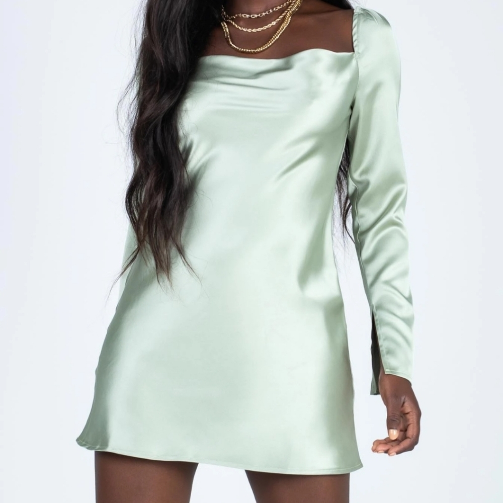 Princess Polly Mint Green Satin Mini Dress